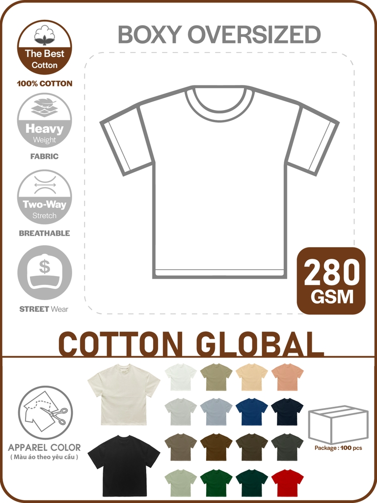 GIA CÔNG PHÔI ÁO THUN PHOM BOXY OVERSIZED TEE [COTTON GLOBAL]_MÀU THEO YÊU CẦU