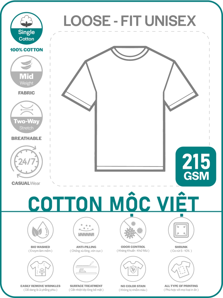 ÁO THUN TRƠN PHOM LOOSE-FIT UNISEX TEE [COTTON MỘC VIỆT] _THOẢI MÁI