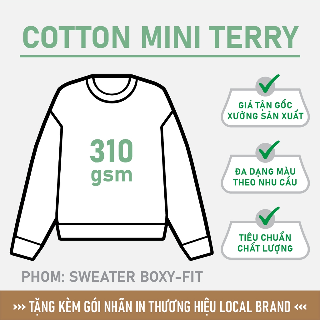 GIA CÔNG PHÔI ÁO SWEATER TRƠN [MINI TERRY] PHOM OVERSIZED BOXY-FIT_MÀU THEO YÊU CẦU