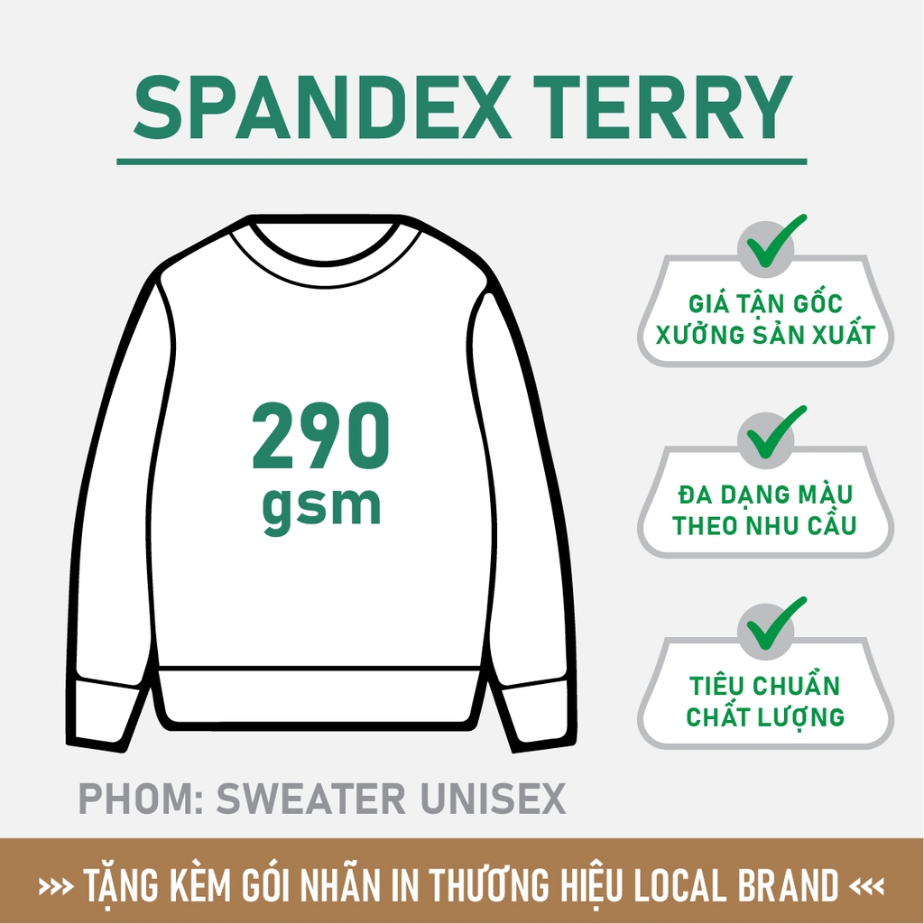 GIA CÔNG PHÔI ÁO SWEATER TRƠN [SPANDEX TERRY] PHOM UNISEX BASIC_MÀU THEO YÊU CẦU