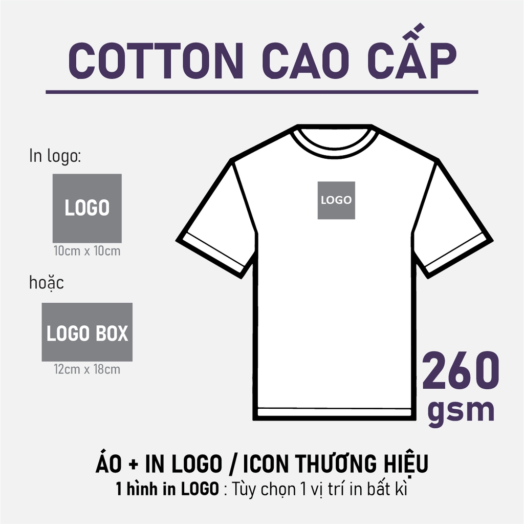 SỈ PHÔI ÁO+IN [COTTON CAO CẤP] PHOM UNISEX TEE_IN LOGO (10 X 10CM)