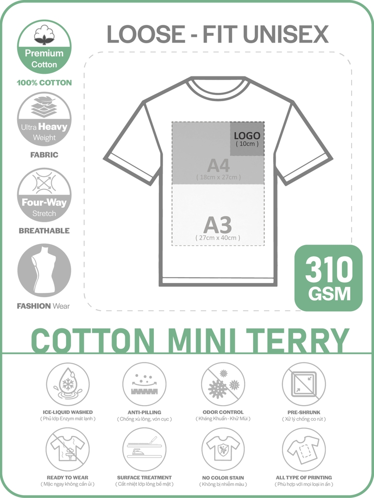 ÁO THUN TRẮNG PHOM LOOSE - FIT UNISEX TEE [MINI TERRY]_IN LẺ THEO YÊU CẦU
