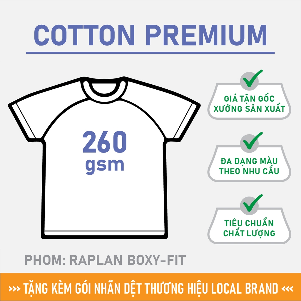 GIA CÔNG PHÔI ÁO THUN [COTTON PREMIUM] PHOM RAPLAN BOXY-FIT TEE_MÀU THEO YÊU CẦU
