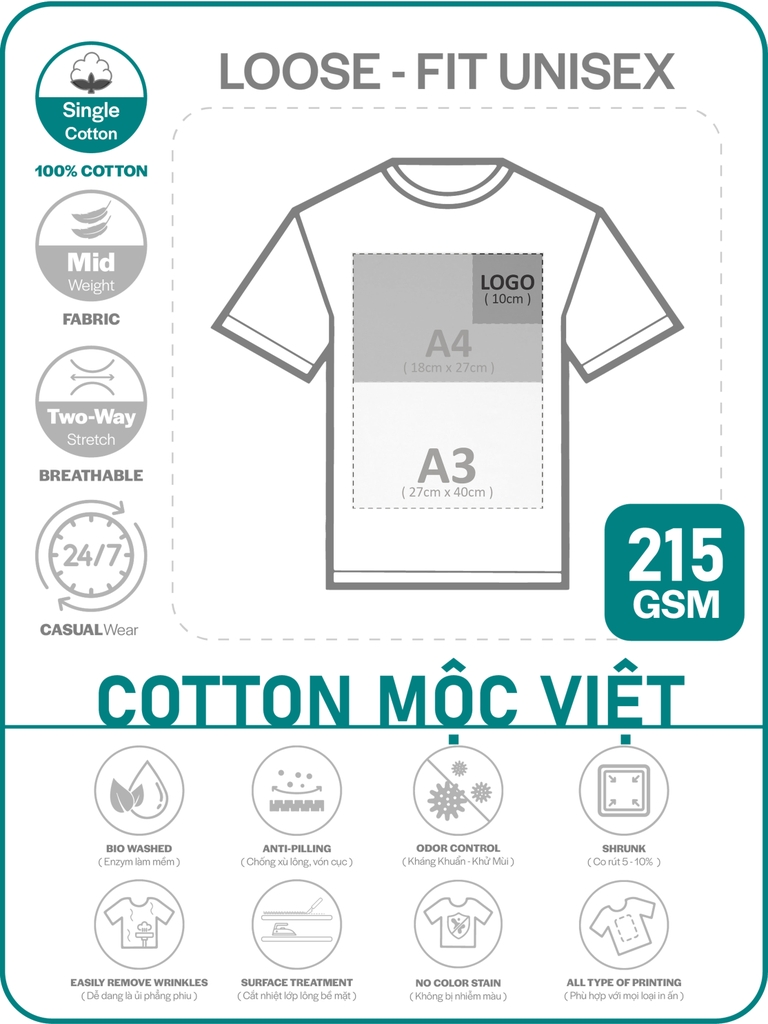 ÁO THUN ĐEN PHOM LOOSE-FIT UNISEX TEE [COTTON MỘC VIỆT]_IN LẺ THEO YÊU CẦU