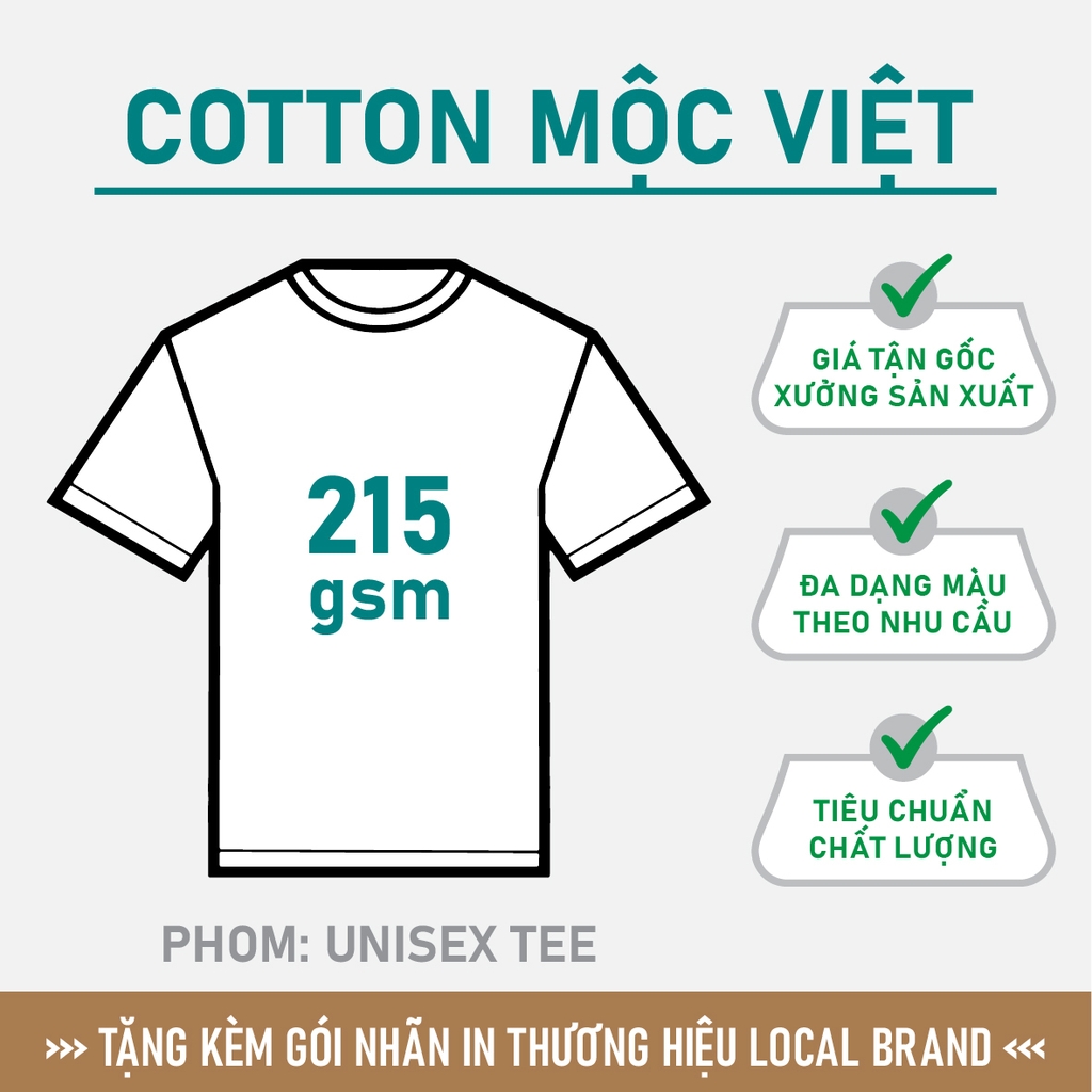 GIA CÔNG PHÔI ÁO THUN [COTTON MỘC VIỆT] PHOM UNISEX TEE_MÀU THEO YÊU CẦU