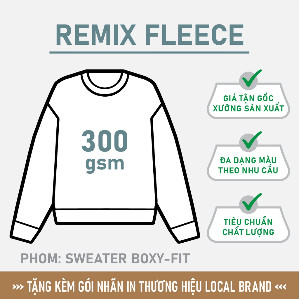 GIA CÔNG PHÔI ÁO SWEATER TRƠN [REMIX FLEECE] PHOM OVERSIZED BOXY-FIT_MÀU THEO YÊU CẦU