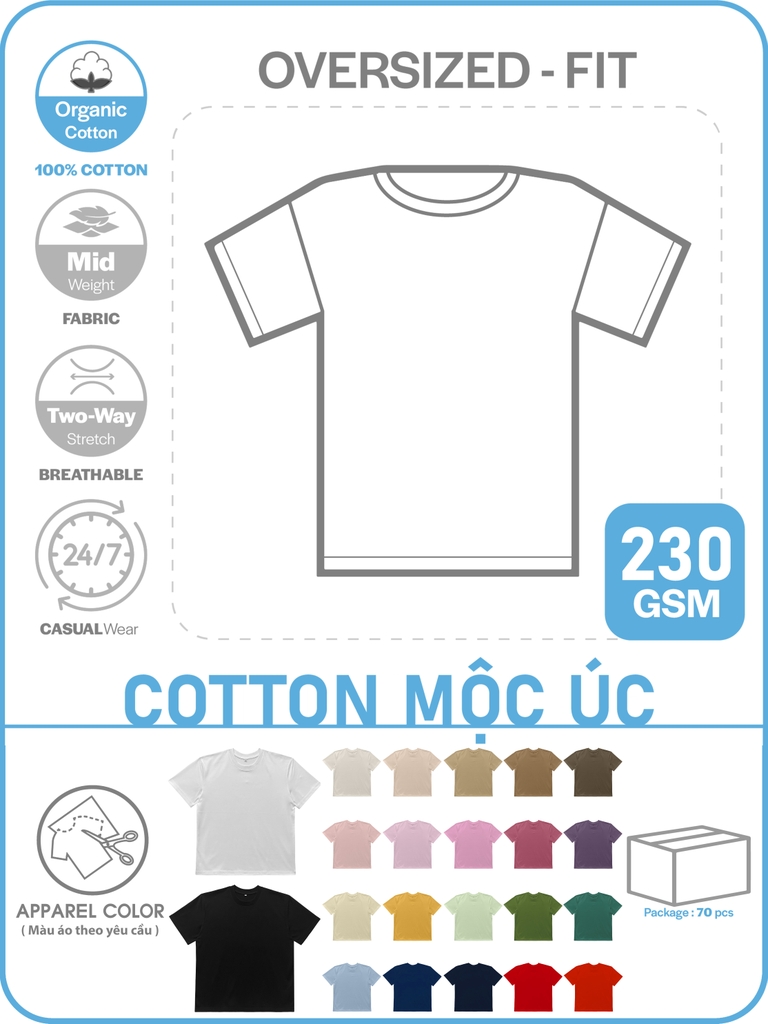 GIA CÔNG PHÔI ÁO THUN PHOM OVERSIZED-FIT TEE [COTTON MỘC ÚC]_MÀU THEO YÊU CẦU