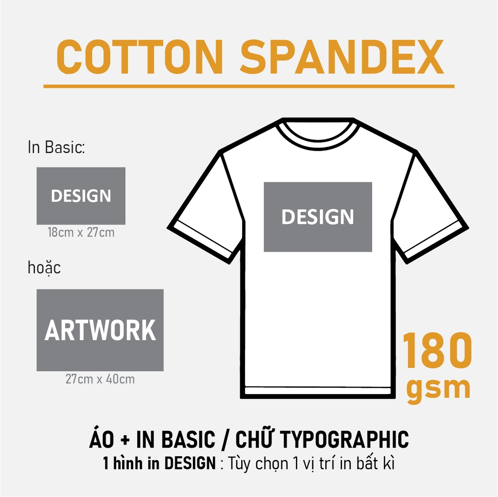 SỈ PHÔI ÁO+ IN [COTTON SPANDEX] PHOM UNISEX TEE_IN DESIGN (18 X 27CM)
