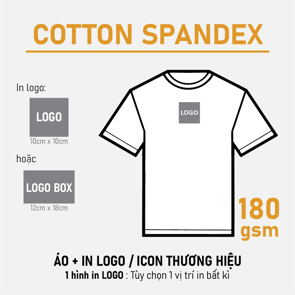 SỈ PHÔI ÁO+ IN [COTTON SPANDEX] PHOM UNISEX TEE_IN LOGO (10 X 10CM)