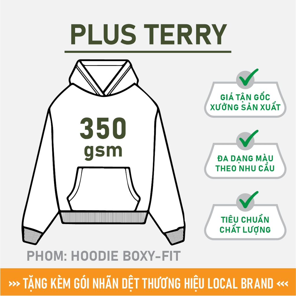 GIA CÔNG PHÔI ÁO HOODIE TRƠN [PLUS TERRY] PHOM OVERSIZED BOXY-FIT_MÀU THEO YÊU CẦU
