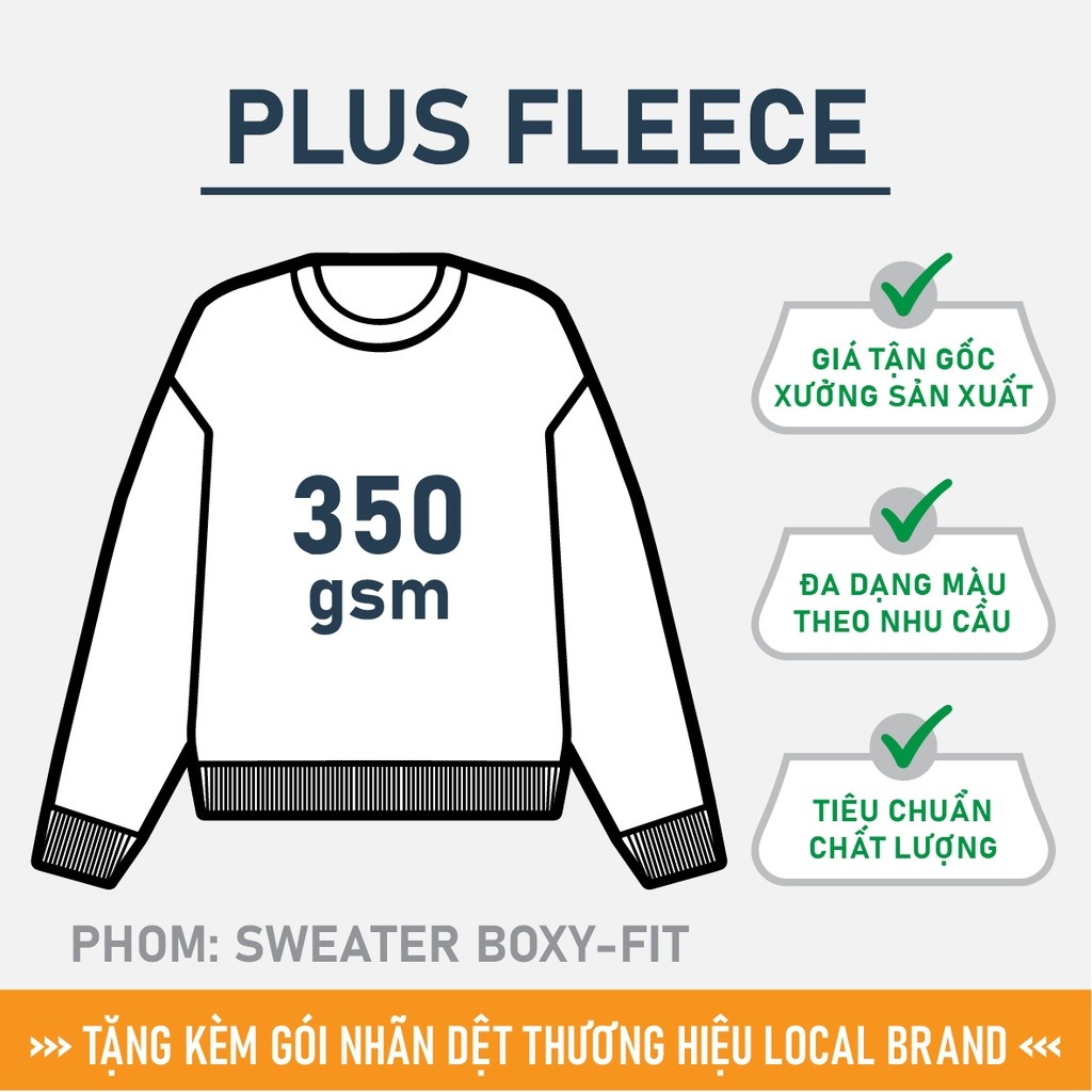 GIA CÔNG PHÔI ÁO SWEATER TRƠN [PLUS FLEECE] PHOM OVERSIZED BOXY-FIT_MÀU THEO YÊU CẦU