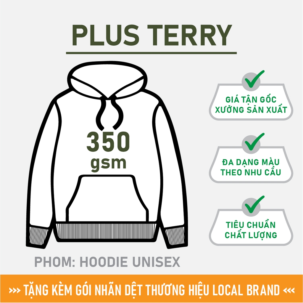 GIA CÔNG PHÔI ÁO HOODIE TRƠN [PLUS TERRY] PHOM UNISEX BASIC_MÀU THEO YÊU CẦU