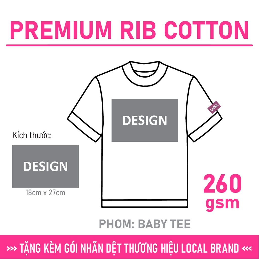 GIA CÔNG ÁO NỮ BABY TEE+IN [PREMIUM RIB COTTON] PHOM BABY TEE_IN DESIGN (18 X 27CM)