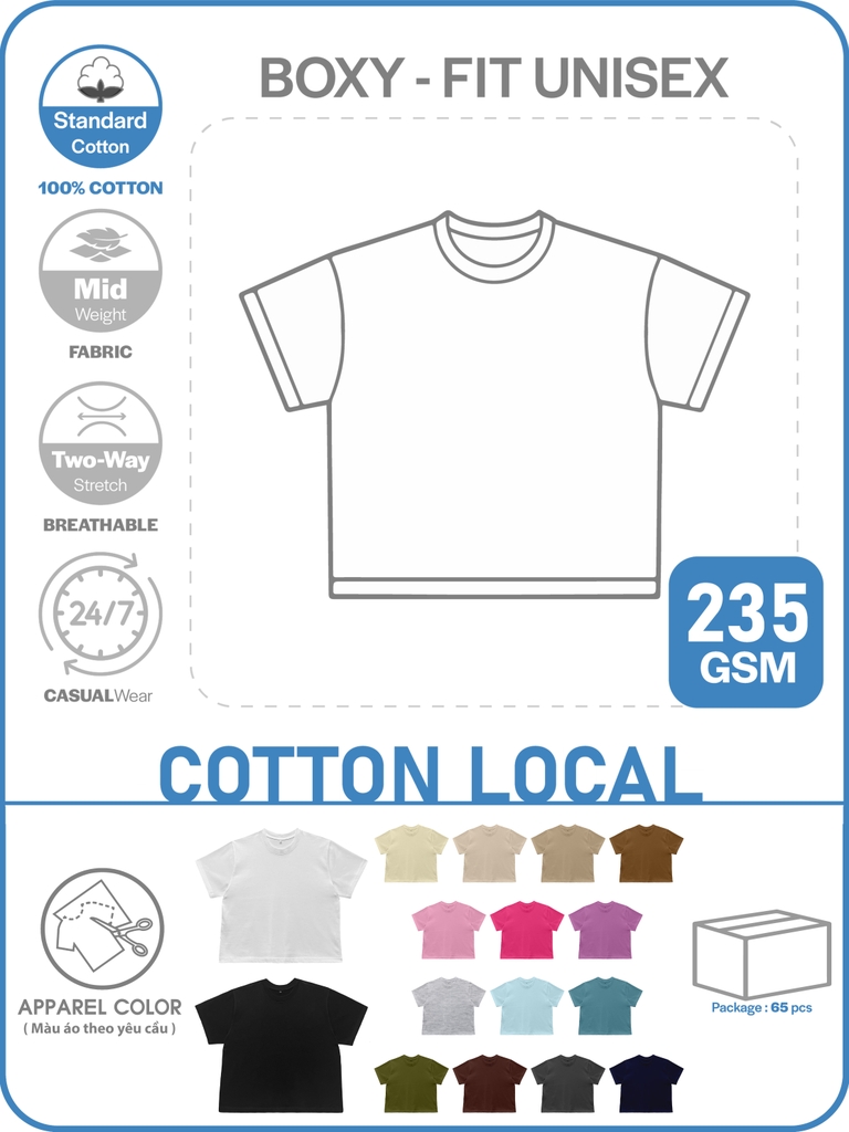 GIA CÔNG PHÔI ÁO THUN PHOM BOXY - FIT OVERSIZED TEE [COTTON MỘC LOCAL]_MÀU THEO YÊU CẦU