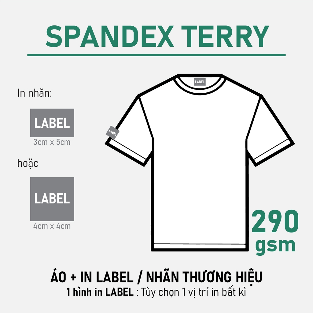 SỈ PHÔI ÁO+ IN [ SPANDEX TERRY] PHOM UNISEX TEE_ IN LABEL THƯƠNG HIỆU