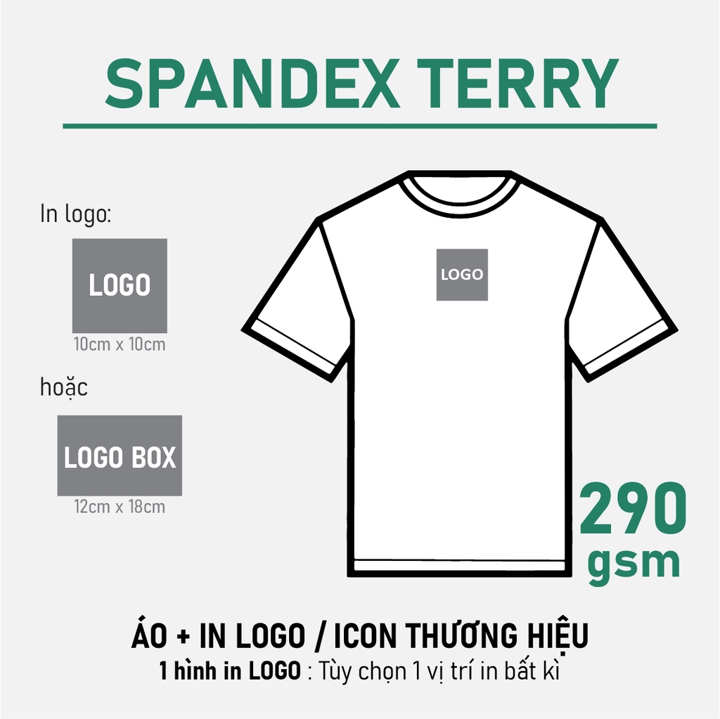 SỈ PHÔI ÁO+ IN [SPANDEX TERRY] PHOM UNISEX TEE_IN LOGO (10 X 10CM)