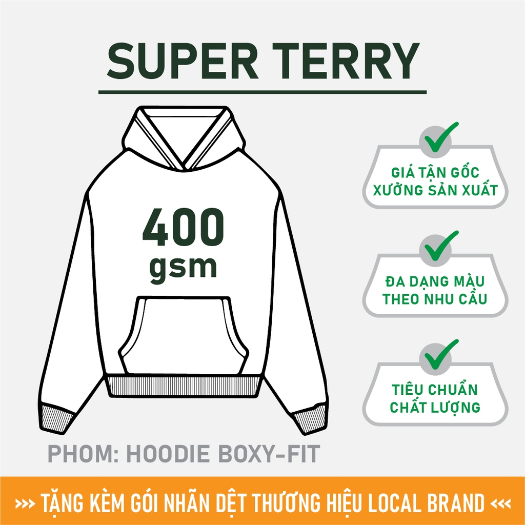 GIA CÔNG PHÔI ÁO HOODIE TRƠN [SUPER TERRY] PHOM OVERSIZED BOXY-FIT_MÀU THEO YÊU CẦU