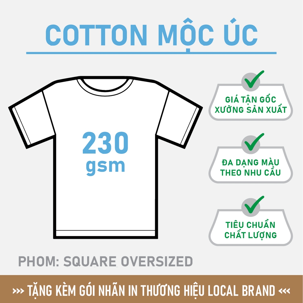 GIA CÔNG PHÔI ÁO THUN [COTTON MỘC ÚC] PHOM SQUARE OVERSIZED TEE_MÀU THEO YÊU CẦU