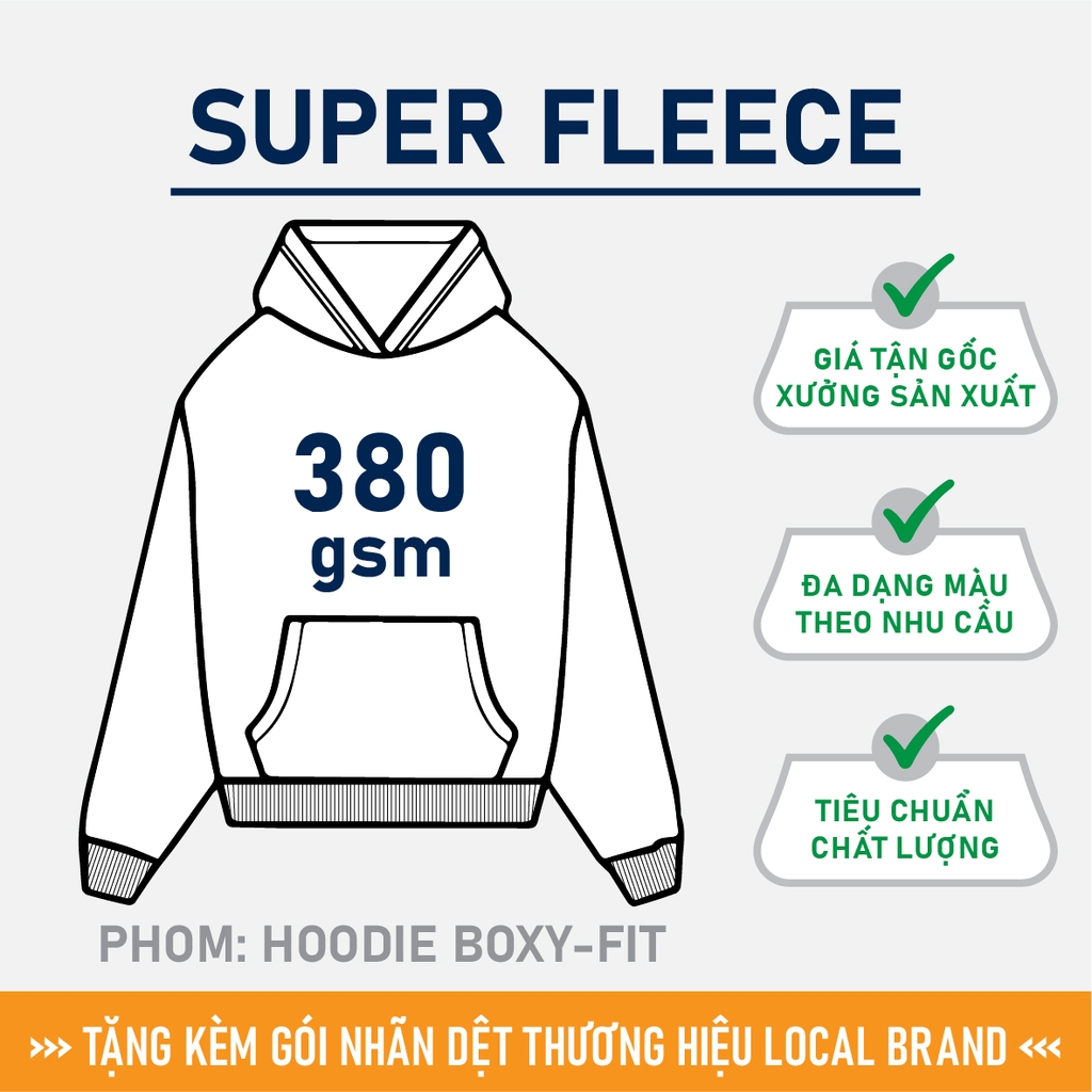 GIA CÔNG PHÔI ÁO HOODIE TRƠN [SUPER FLEECE] PHOM OVERSIZED BOXY-FIT_MÀU THEO YÊU CẦU