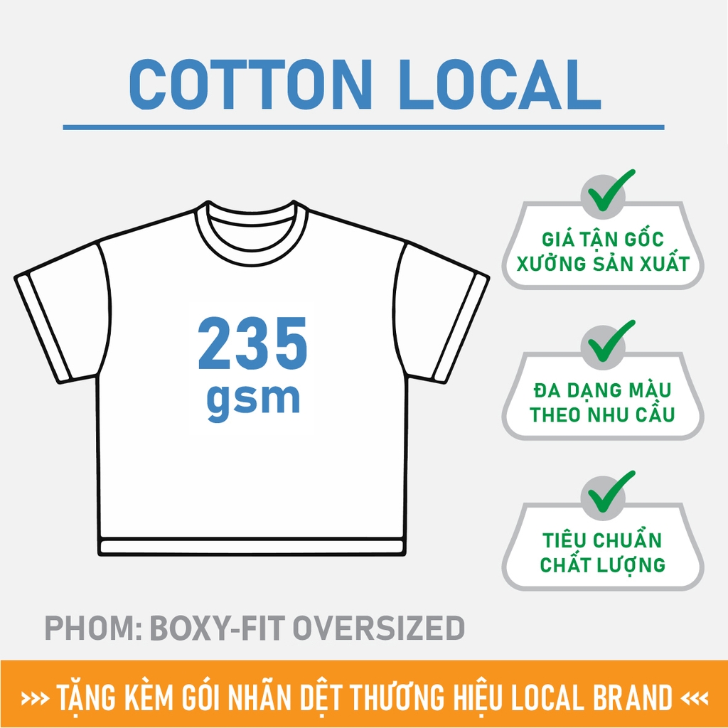 GIA CÔNG PHÔI ÁO THUN [COTTON MỘC LOCAL] PHOM BOXY - FIT OVERSIZED TEE_MÀU THEO YÊU CẦU