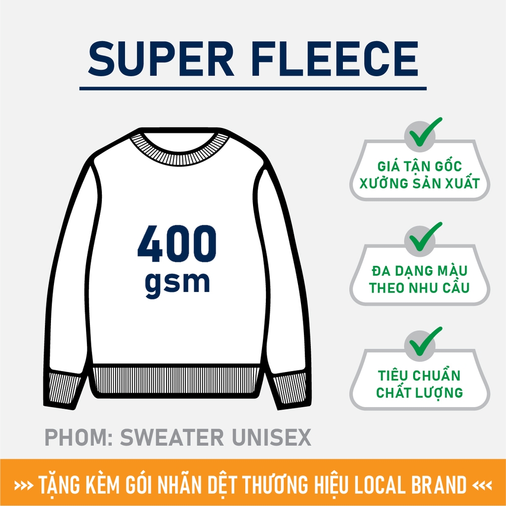 GIA CÔNG PHÔI ÁO SWEATER TRƠN [SUPER FLEECE] PHOM UNISEX BASIC_MÀU THEO YÊU CẦU
