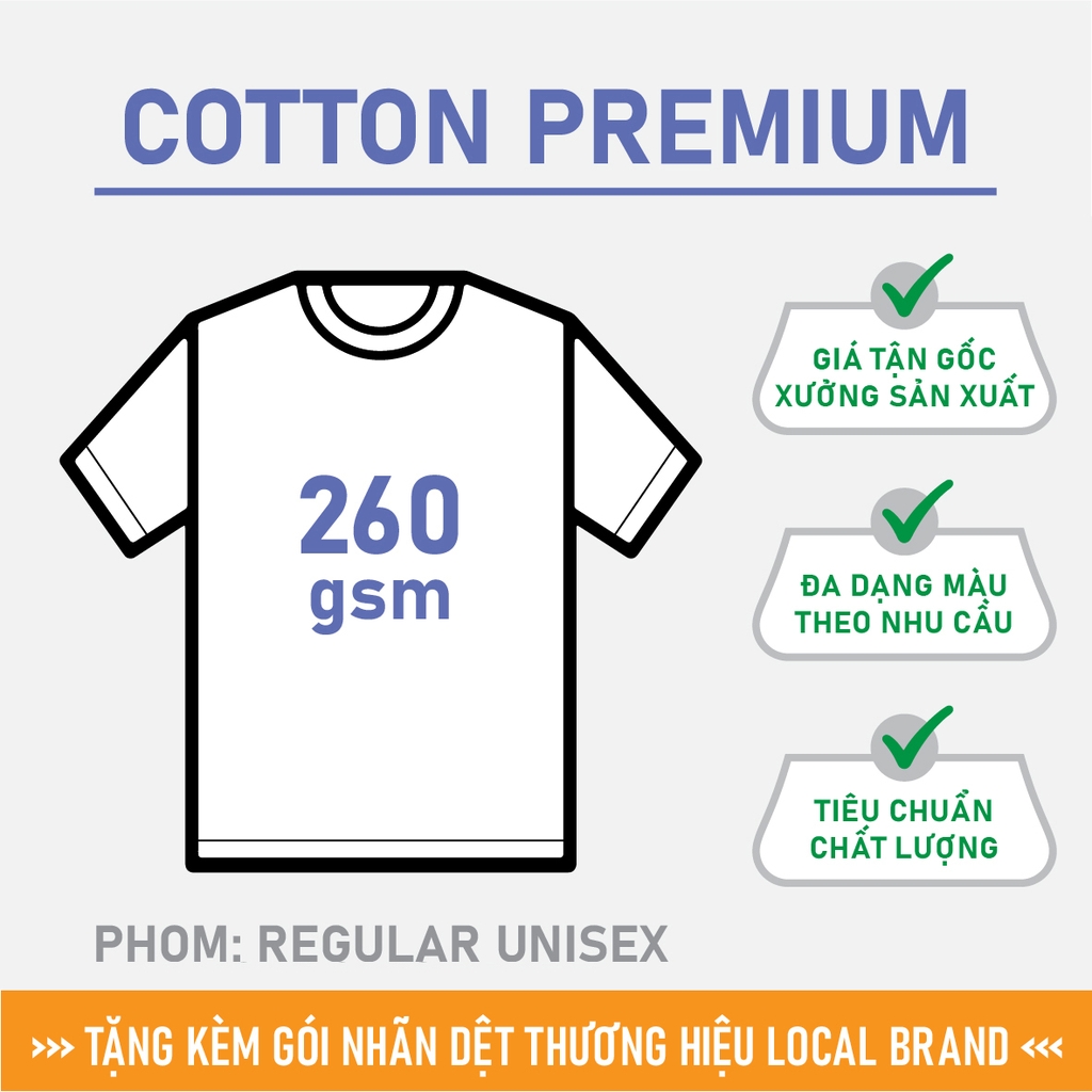 GIA CÔNG PHÔI ÁO THUN [COTTON PREMIUM] PHOM REGULAR UNISEX TEE_MÀU THEO YÊU CẦU