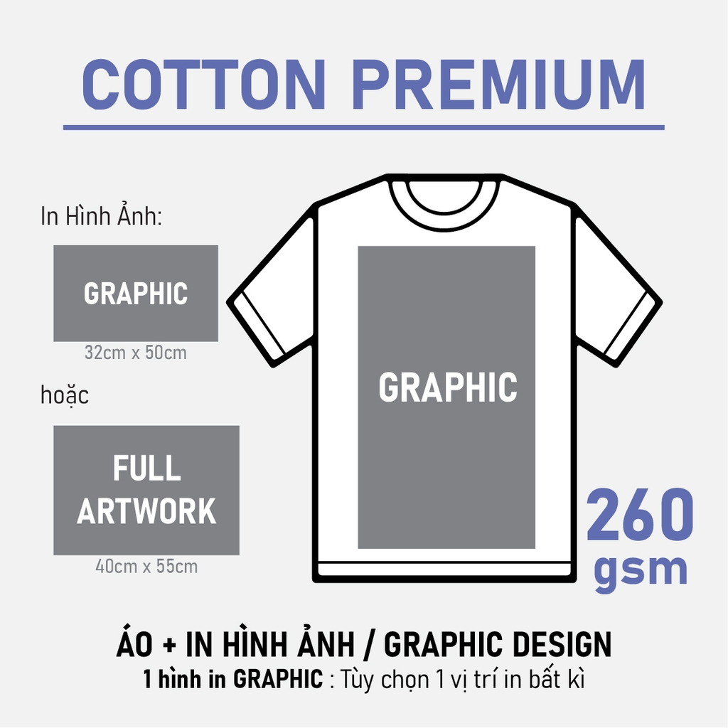 SỈ PHÔI ÁO+IN [COTTON PREMIUM] PHOM REGULAR UNISEX TEE_ IN GRAPHIC CỠ LỚN