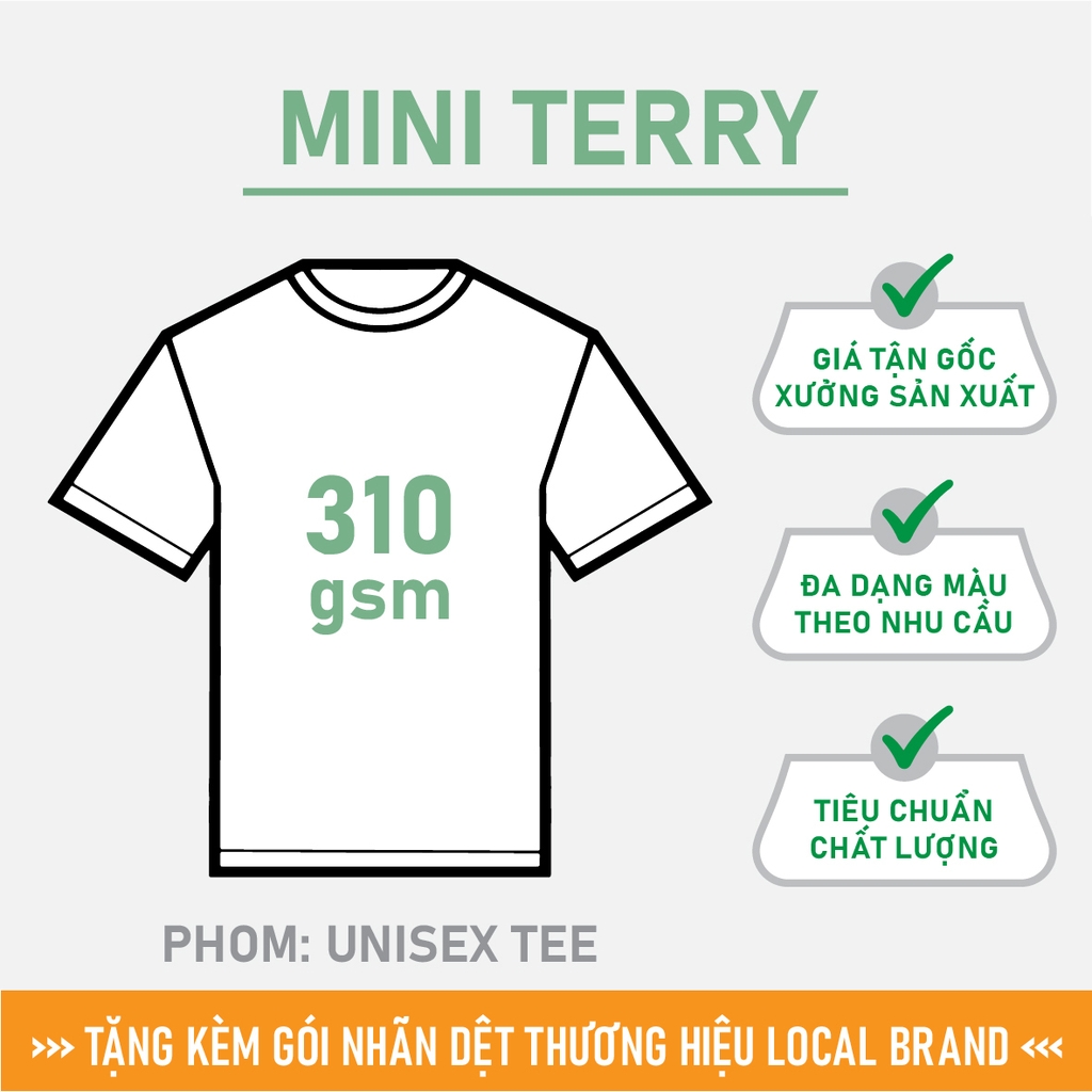 GIA CÔNG PHÔI ÁO THUN [MINI TERRY] PHOM UNISEX TEE_MÀU THEO YÊU CẦU