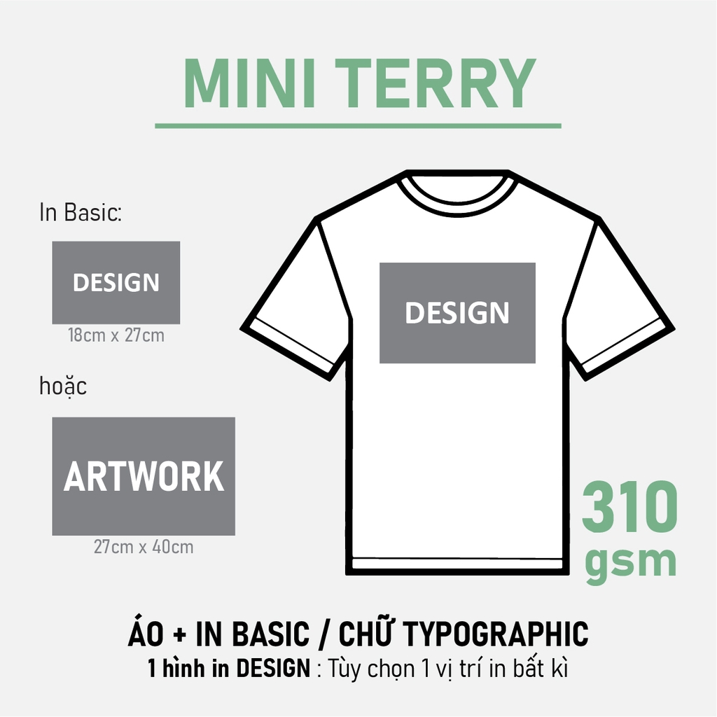 SỈ PHÔI ÁO+IN [MINI TERRY] PHOM UNISEX TEE_IN DESIGN (18 X 27CM)