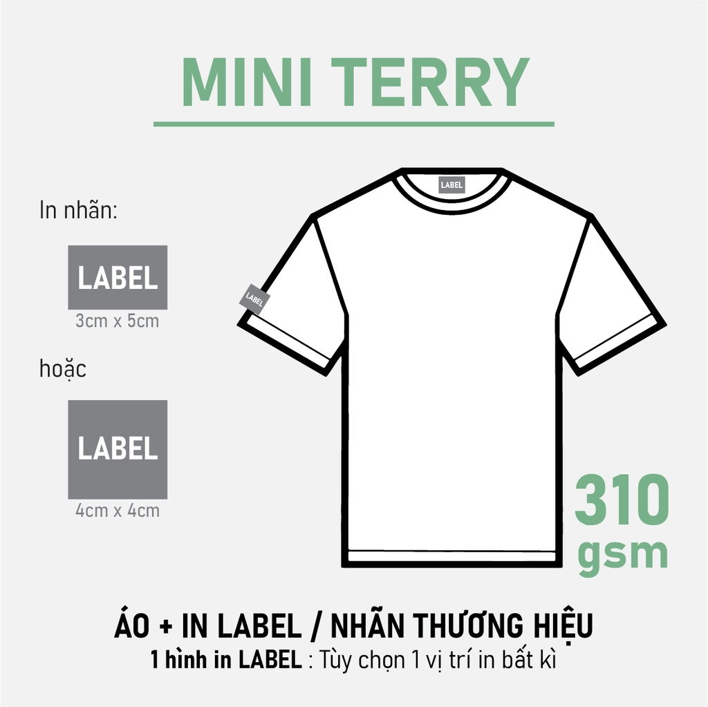 SỈ PHÔI ÁO+IN [MINI TERRY] PHOM UNISEX TEE_IN LABEL THƯƠNG HIỆU
