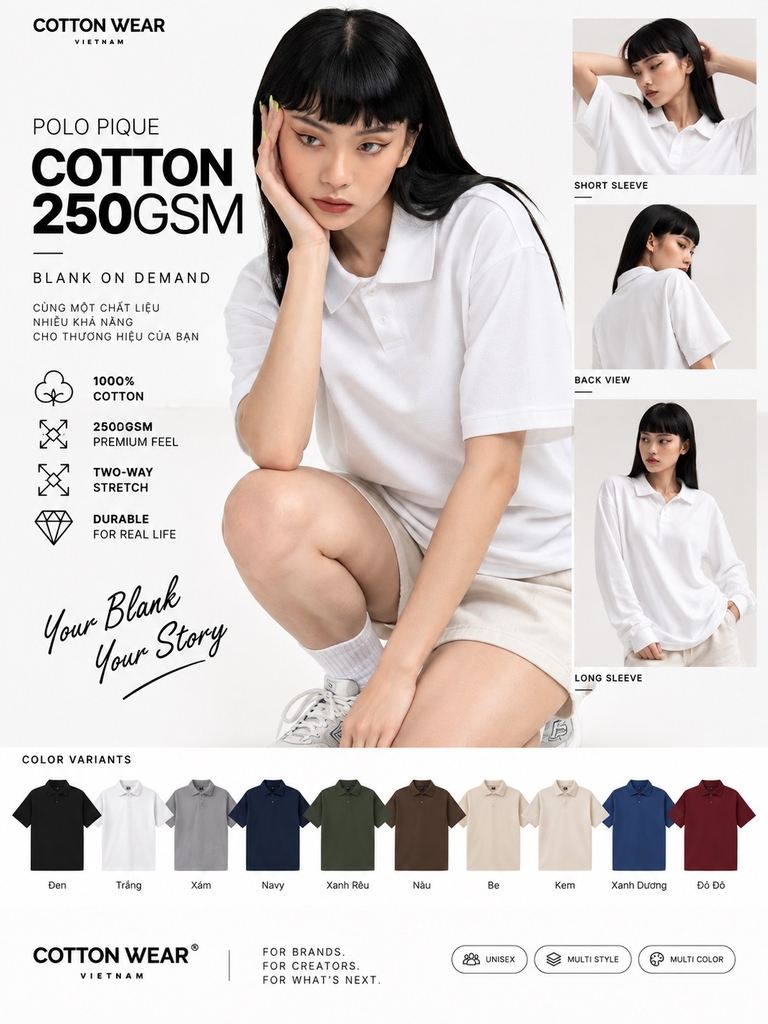 ÁO POLO 250GSM NAM NỮ DIAMOND COTTON OVERSIZED BOXY FIT 1