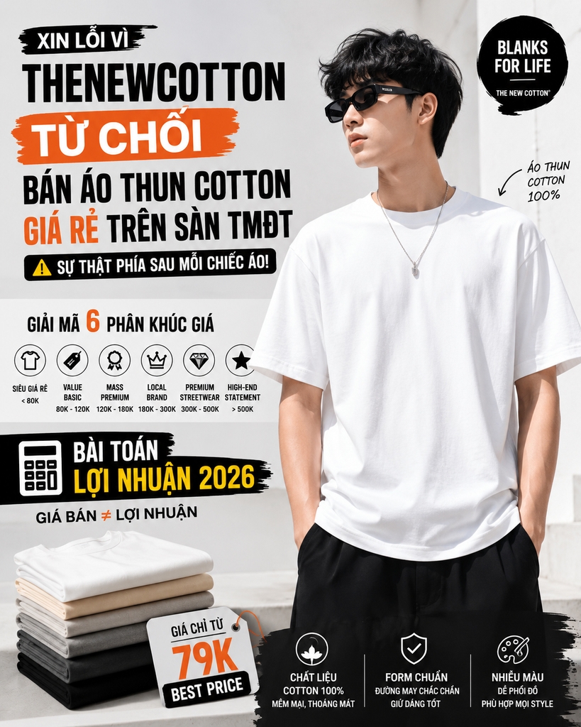 Áo Thun Cotton Giá Rẻ 2026 Vì Sao TheNewCotton Không Bán Trên Sàn TMĐT