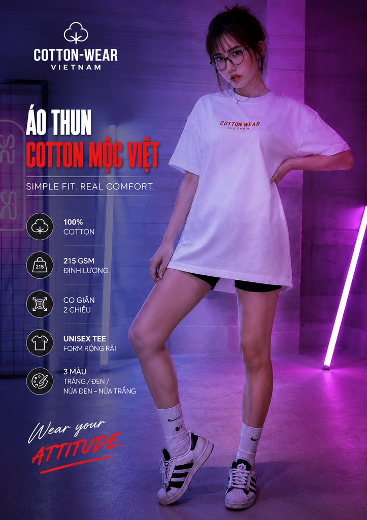 Áo Thun Nam Nữ Phom Rộng Cotton Mộc Việt Relaxed Fit Unisex Tee – THE NEW COTTON®
