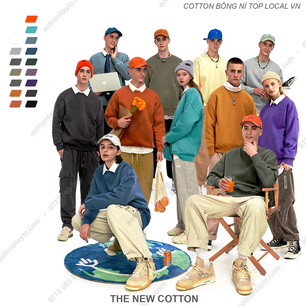 Xưởng May Chuyên Sỉ Áo Tay Dài Phôi Trơn x Vải Thun Cotton Bông Nỉ Top Local Brand Fleece (Sweater)