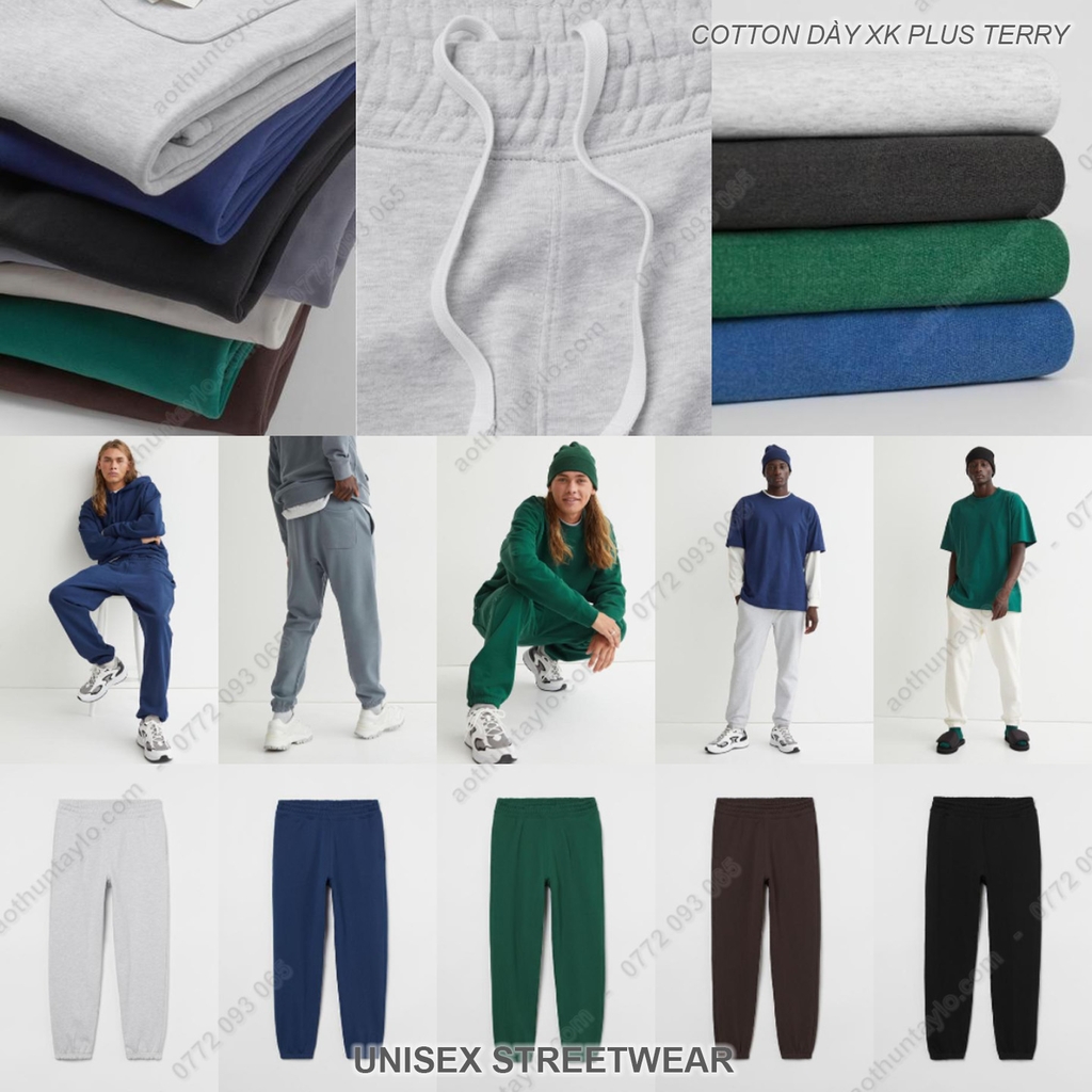 Xưởng May Chuyên Sỉ Quần Dài Thể Thao Phôi Trơn x Vải Thun Cotton Dày Plus Terry XK (Joggers)