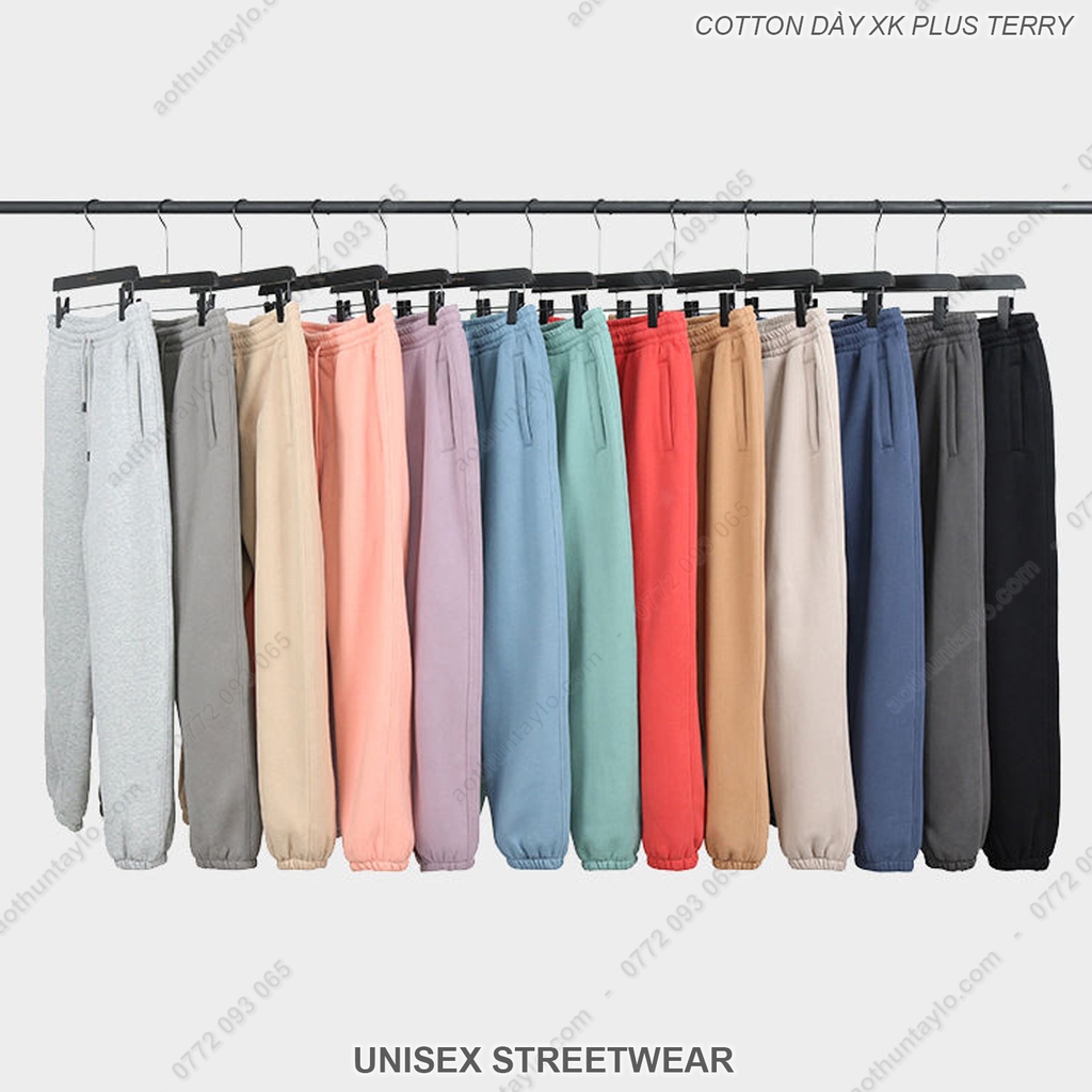 Xưởng May Chuyên Sỉ Quần Dài Thể Thao Phôi Trơn x Vải Thun Cotton Dày Plus Terry XK (Sweatpants)