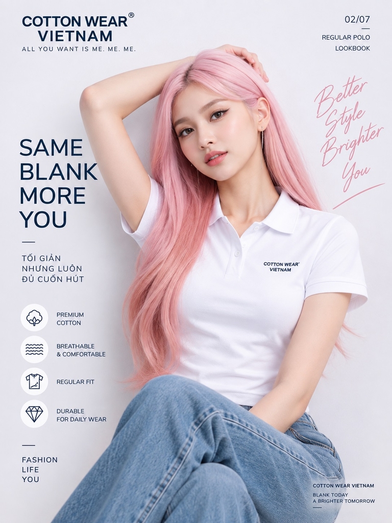 250GSM. REGULAR FIT. SAME BLANK. DIFFERENT POSSIBILITIES. 👕  Một chiếc Polo không chỉ được tạo nên bởi logo. Nó bắt đầu từ Blank — nơi màu sắc, phom dáng và nhận diện cùng trở thành một phần của thiết kế.  🎨 Nhiều lựa chọn màu sắc 👥 Dành cho nam & nữ