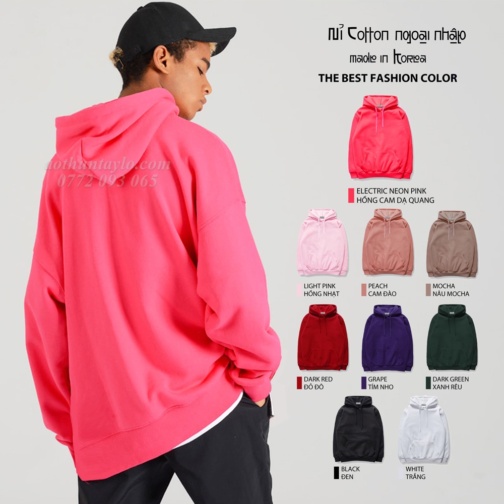 Xưởng May Chuyên Sỉ Áo Khoác Nón Hoodie Phôi Trơn x Vải Thun Cotton Bông Plus Fleece XK (Hàn Quốc)