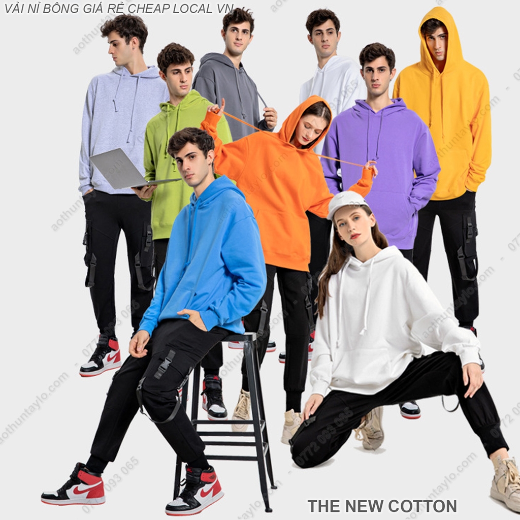 Xưởng May Chuyên Sỉ Áo Khoác Nón Phôi Trơn x Vải Nỉ Bông Giá Rẻ (Hoodie)