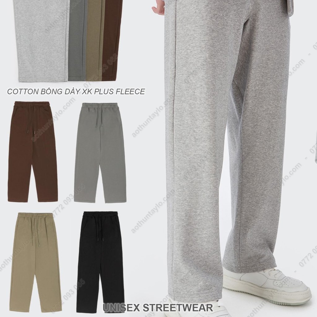 Xưởng May Chuyên Sỉ Quần Dài Trouser Phôi Trơn x Vải Thun Bông Dày XK Cotton PLUS Fleece (Hàn Quóc)