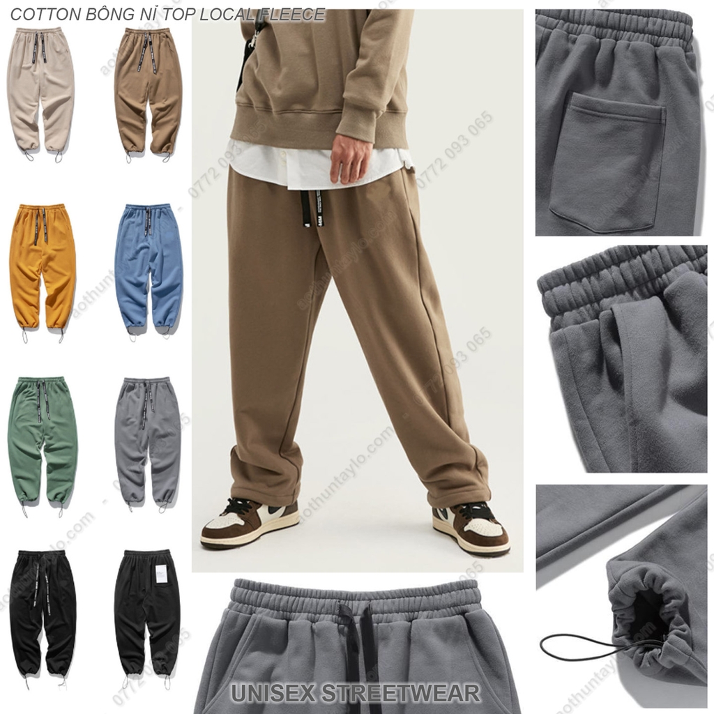 Xưởng May Chuyên Sỉ Quần Dài Thể Thao Phôi Trơn x Vải Thun Cotton Bông Nỉ Top Local Brand Fleece (Sweatpants)