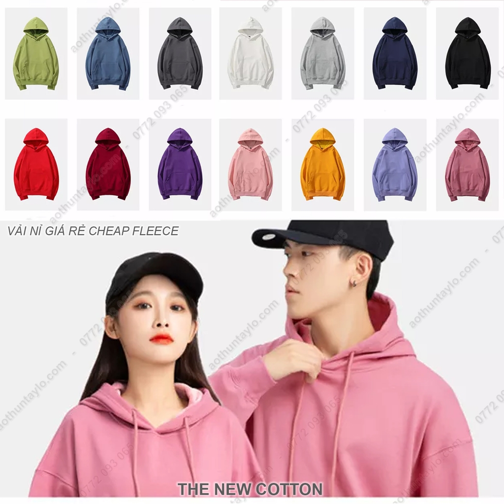 Xưởng May Chuyên Sỉ Áo Khoác Nón Phôi Trơn x Vải Thun Nỉ Giá Rẻ (Hoodie)