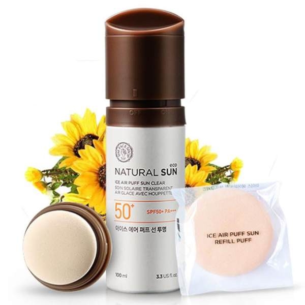 Kem Chống Nắng The Face Shop Natural Sun Eco Ice Air Puff Sun Clear SPF 50+ PA+++.
