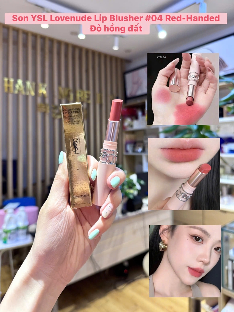 Son Lì Mịn Yves Saint Laurent YS.L Lovenude Lip Blusher 04 Red-Handed Màu Đỏ Hồng Đất