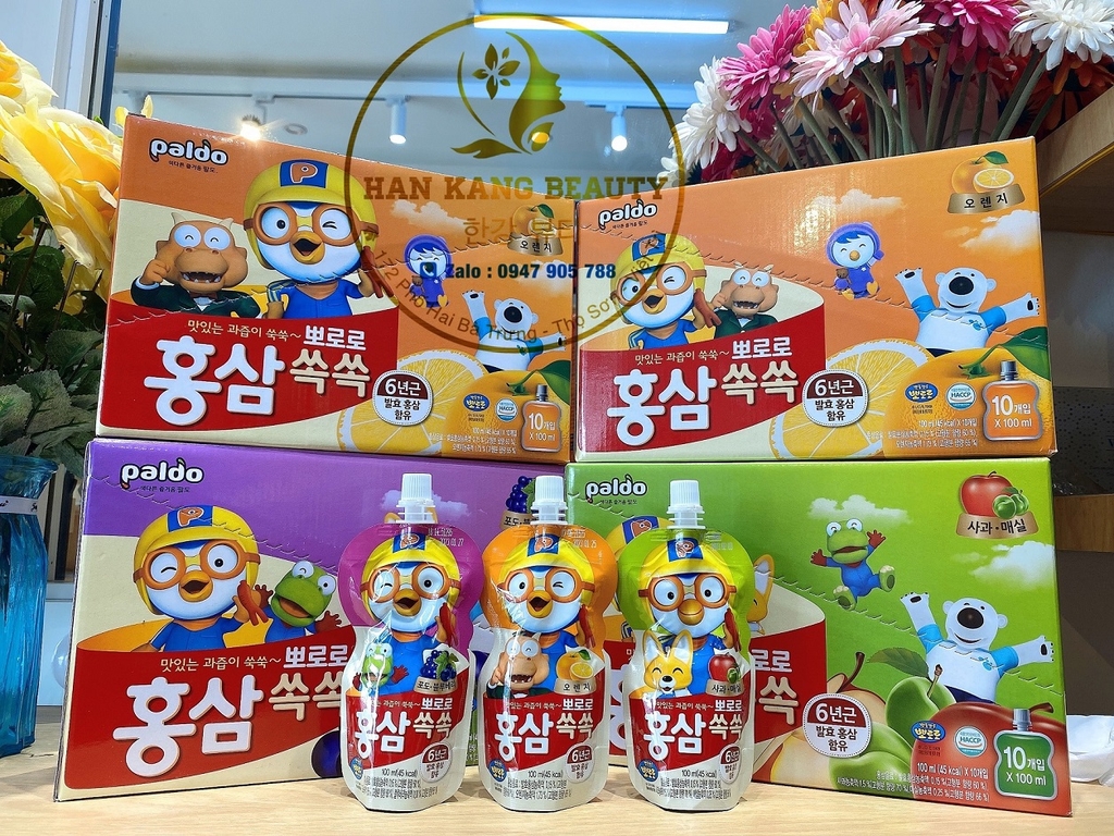 Nước hồng sâm hoa quả trẻ em Paldo Pororo