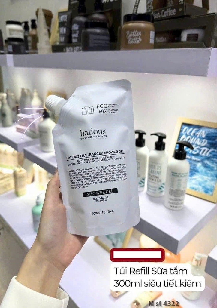 Sữa tắm trắng da, mờ vết thâm phục hồi da cháy nắng hương nước hoa Batious Shower Gel của Anh Quốc