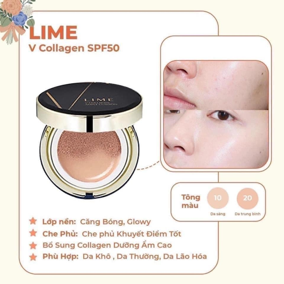 Phấn nước dưỡng trắng, kiềm dầu, che phủ hoàn hảo, lâu trôi Lime Cushion SPF50+PA+++ (có VAT)