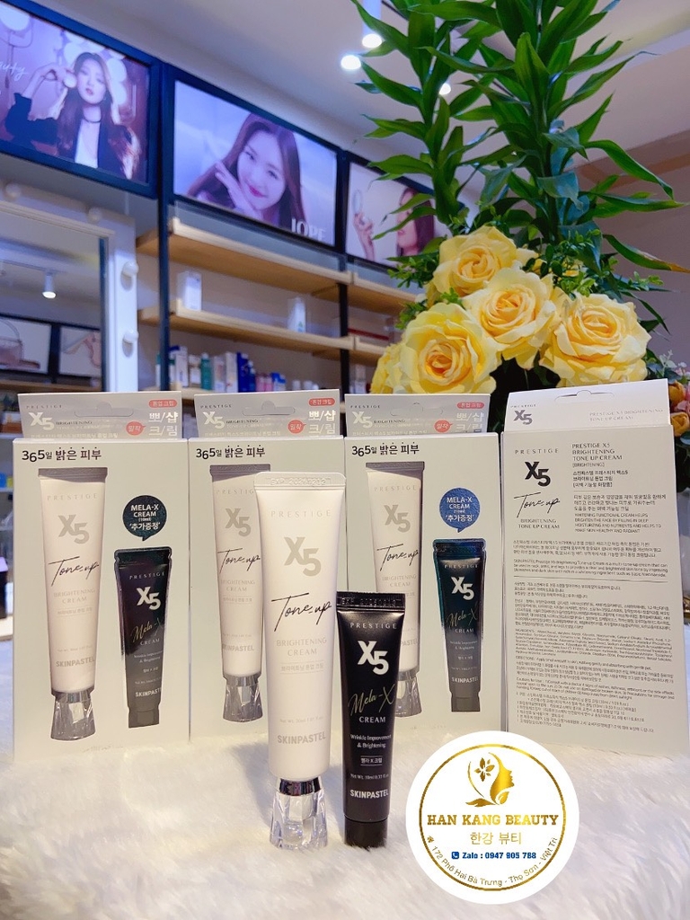 Kem ngày dưỡng trắng nâng tone - Skinpastel Prestige X5  tone up Brightening Cream + tặng tuýp kem ban đêm