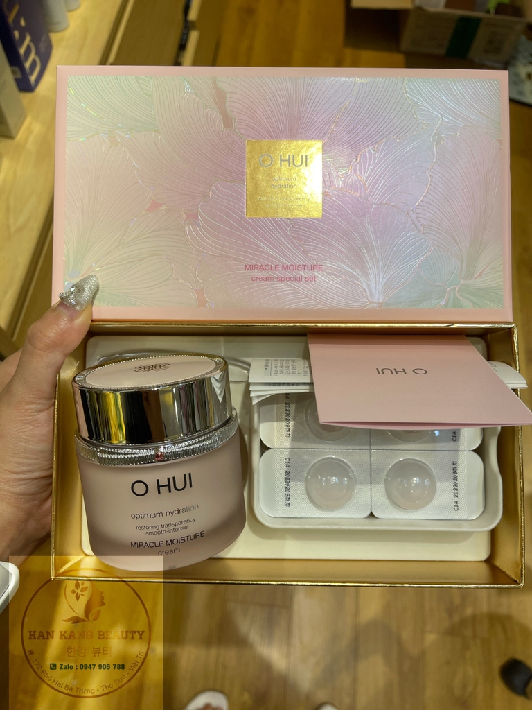 Sét Kem Ohui dưỡng ẩm trắng da Optimum Hydration Miracle Moisture Cream Special Set