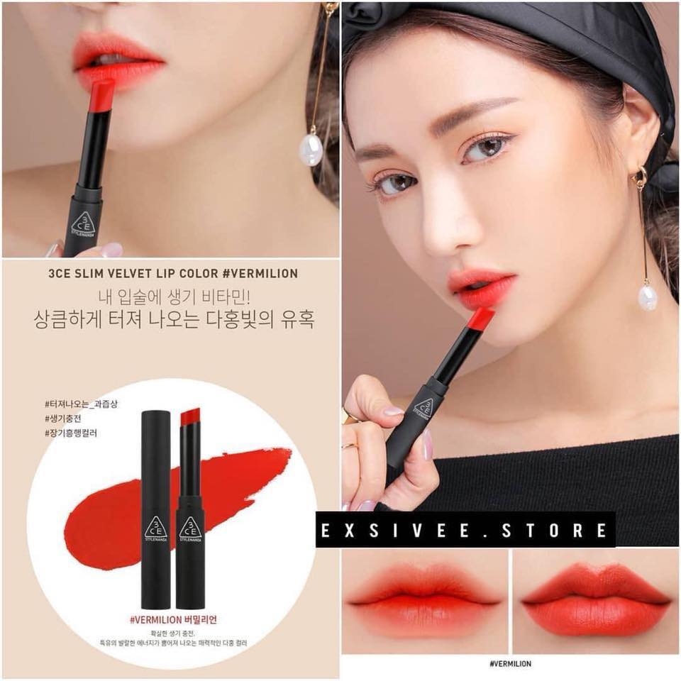 Son Thỏi Lì Mềm Mịn 3CE Stylenanda Slim Velvet Lip Color 3.2g.